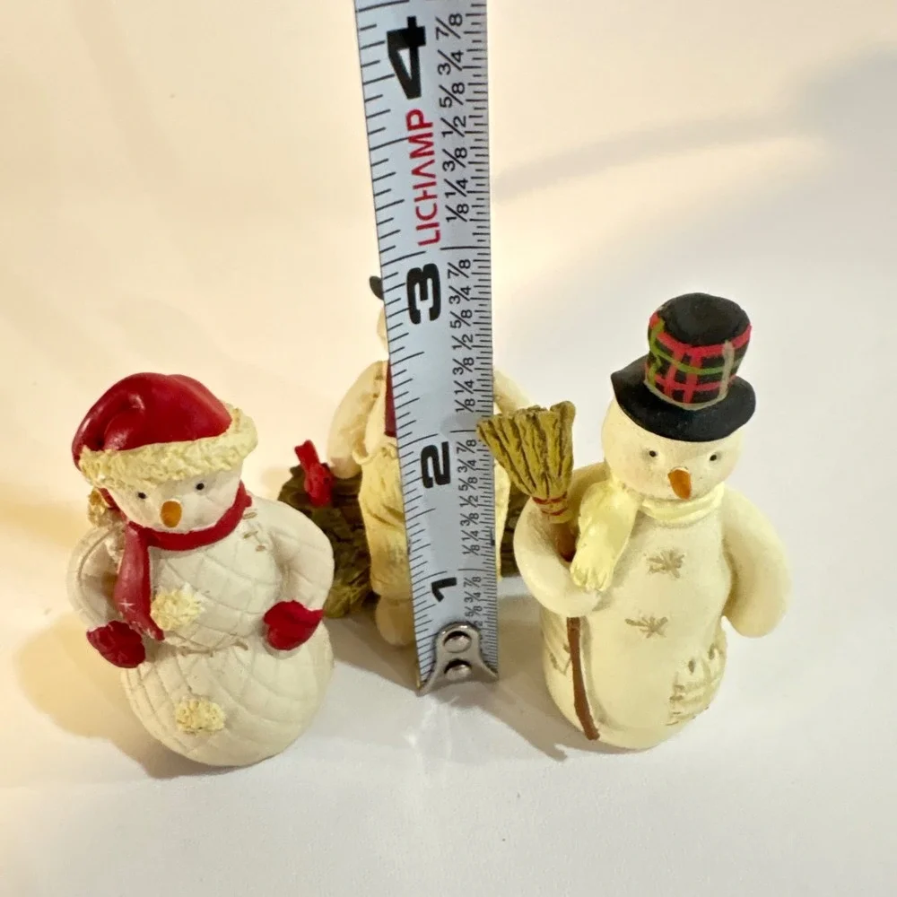 Vintage Snowman Figurines Set of 3 Christmas Winter Decor Resin Miniatures